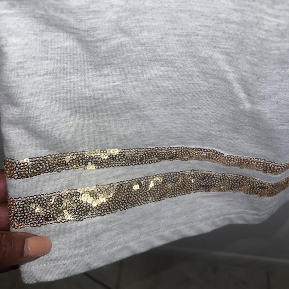 Girls' DKNY gray t-shirt dress with gold lettering and trim size small (7) - Picture 3 of 6